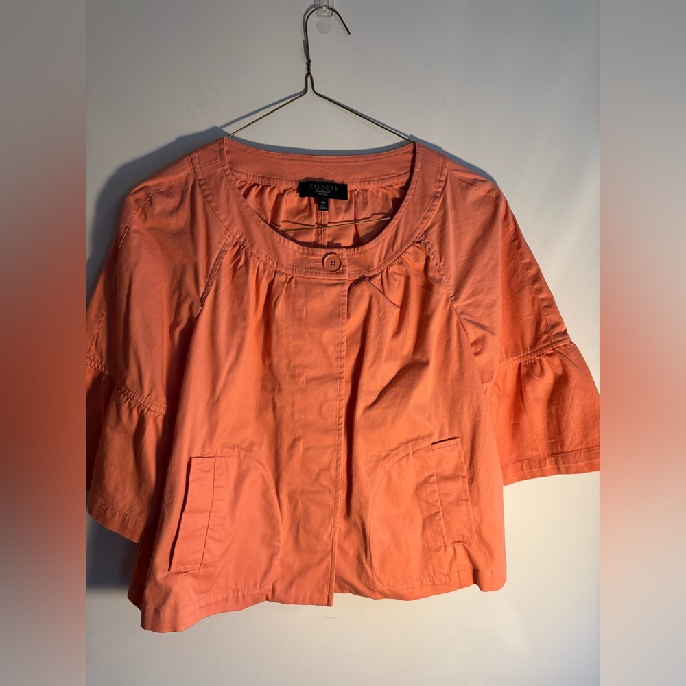 Talbots Apricot Jackie style Button-Up flare blouse